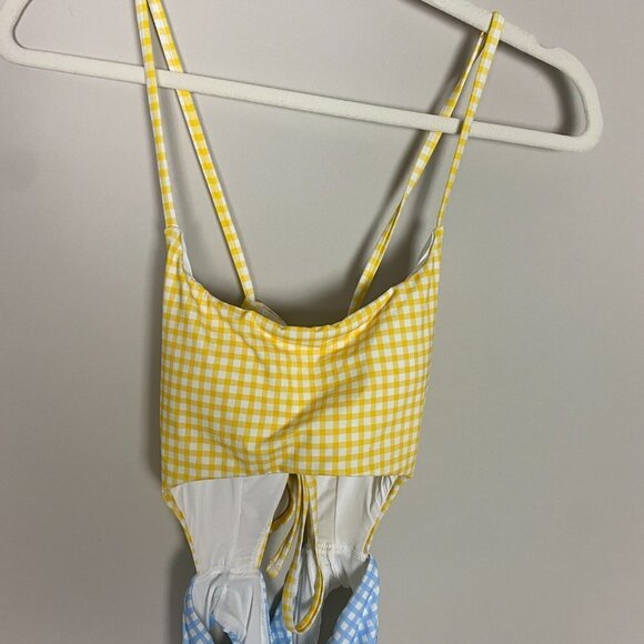 Aqua Colorblock Maillo Cutout One Piece Swimsuit Corn Flower Womens Small - Picture 4 of 11